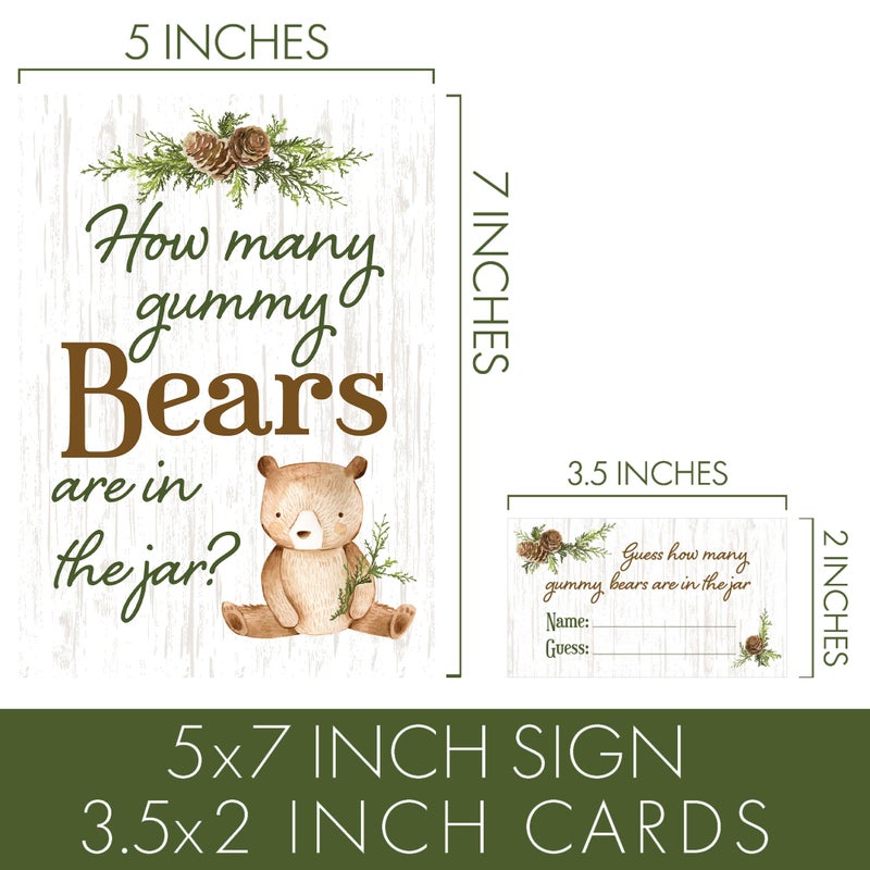DISTINCTIVS Guess How Many Gummy Bears Woodland Baby Shower Game (Sign with Cards) - Image 4